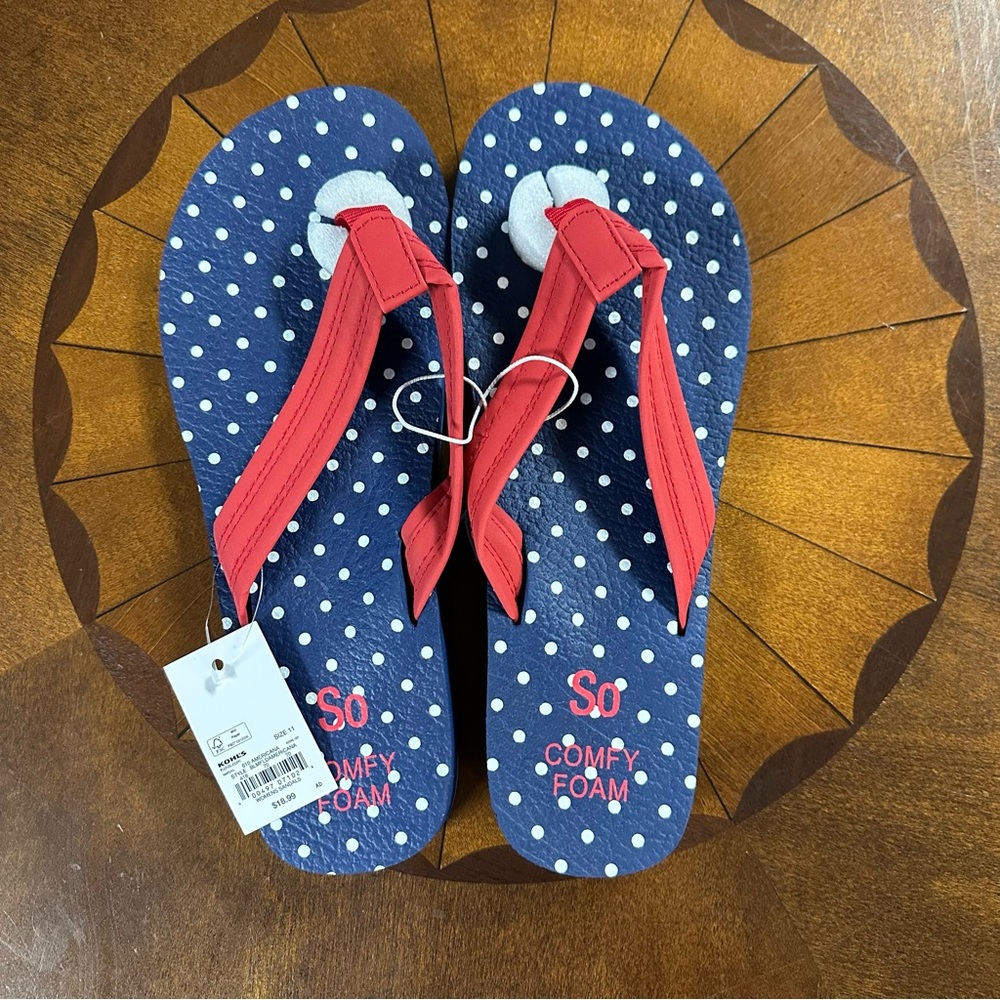Red White and Blue size 11 flip Flops